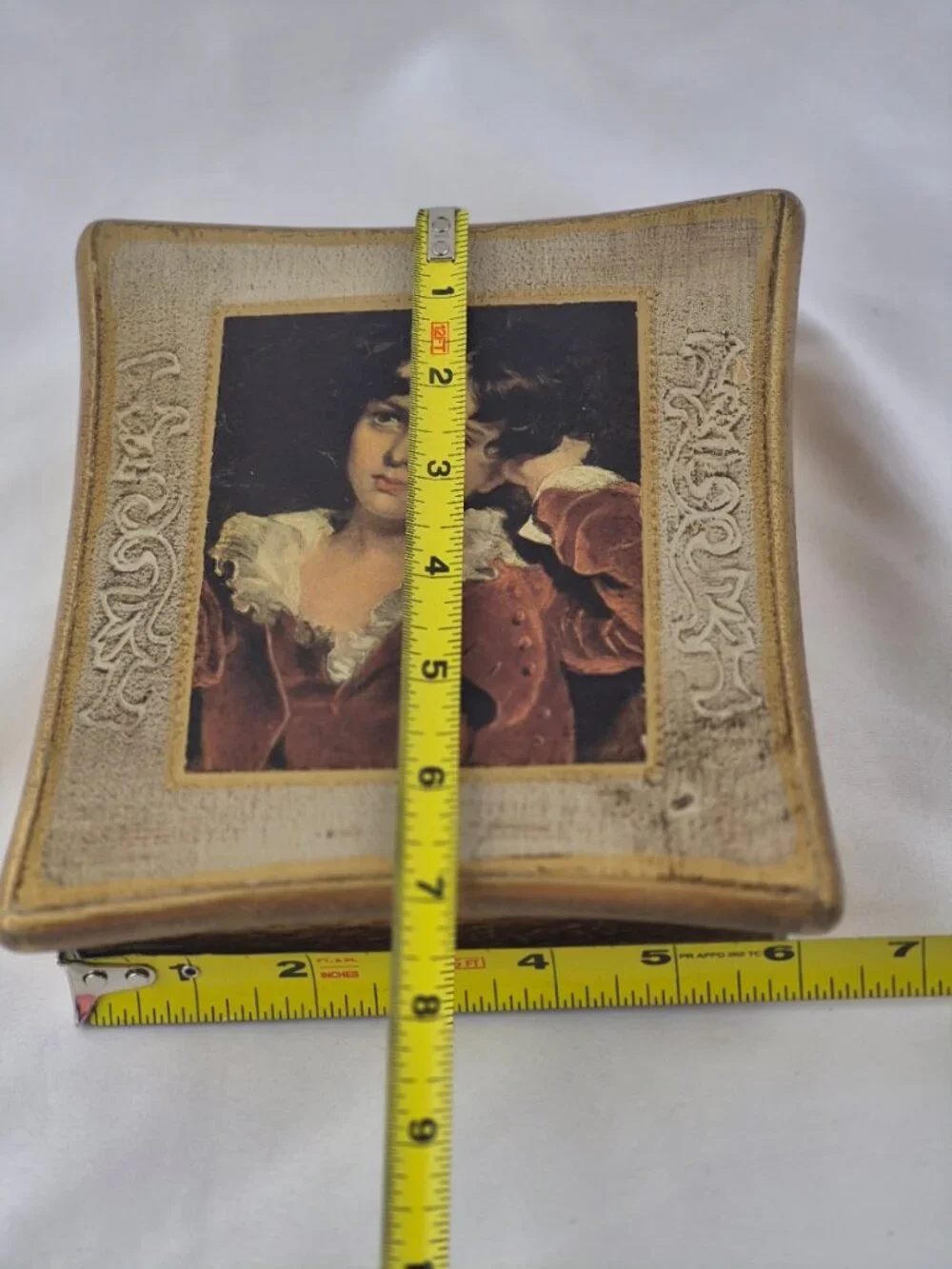 Vintage Mele Florentine Style Wooden Jewelry Box Portrait of 